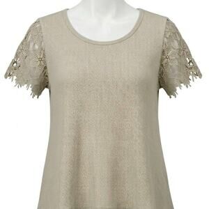 Hayden Los Angeles Blouse Womens Size S Off White Crochet Boho Artsy 100% Cotton